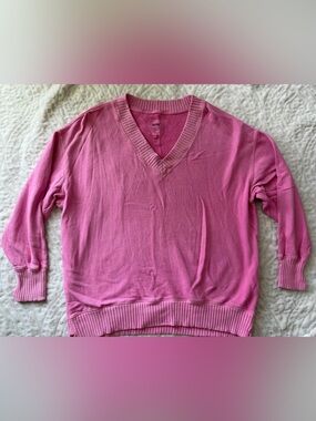 Aerie Pink V-Neck Oversized Pullover Sweatshirt XS